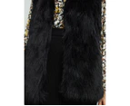 Liz Jordan - Womens Vest -  Faux Fur Vest - Black