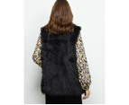 Liz Jordan - Womens Vest -  Faux Fur Vest - Black