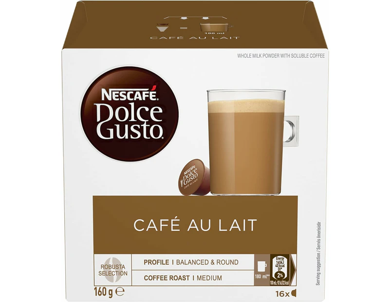 NESCAFÉ Dolce Gusto Cafe Au Lait Coffee Pods 16 Capsules 16 Serves 160g