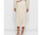 Linen Blend Slim Midi Skirt - Preview - Neutral