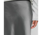 Satin A-Line Midi Slip Skirt - Preview - Grey