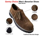 Men Traditional Bavarian Suede Leather Shoes Dark Brown Oktoberfest Bavarian Costume Boots