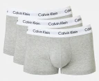 Calvin Klein Men's Cotton Stretch Low Rise Trunks 3-Pack - Grey Marle