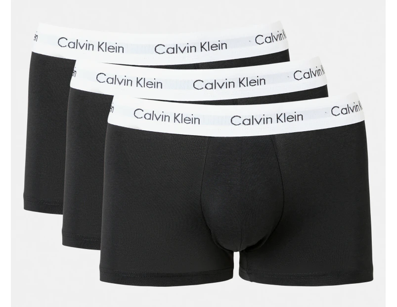 Calvin Klein Men's Cotton Stretch Low Rise Trunks 3-Pack - Black