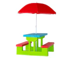 Hacienda Kids/Childrens Durable Outdoor Picnic Table Set with Umbrella 3Y+