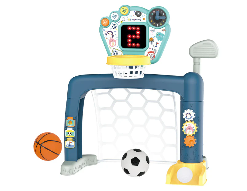 Gem Toys Sports World 3-in-1 Adjustable Indoor basketball, Soccer Goal, and Golf Set