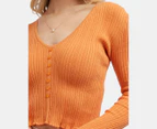 All About Eve Women's Polly Rib Long Sleeve Top - Orange