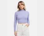 All About Eve Women's Becca Cropped Long Sleeve Top - Blue