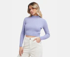 All About Eve Women's Becca Cropped Long Sleeve Top - Blue