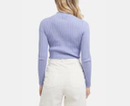 All About Eve Women's Becca Cropped Long Sleeve Top - Blue