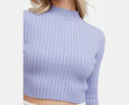 All About Eve Women's Becca Cropped Long Sleeve Top - Blue