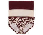 Bonds Women's Cottontails Midi Briefs 3-Pack - Bordeaux/Print/Base Blush