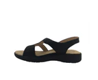 Ladies Shoes Lorella Alessia Slingback Sandals Comfort Sole Elastic Strap - Black