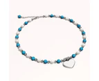 Solid 925 Sterling Silver Heart Turqoise Lapis Lazuli and Freshwater Pearls Beaded Bracelet