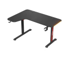 Ufurniture Gaming Desk L Shaped Desk with Led Light, Black Computer Desk Carbon Fiber  Desktop Office Desk, 140cm Large Desk