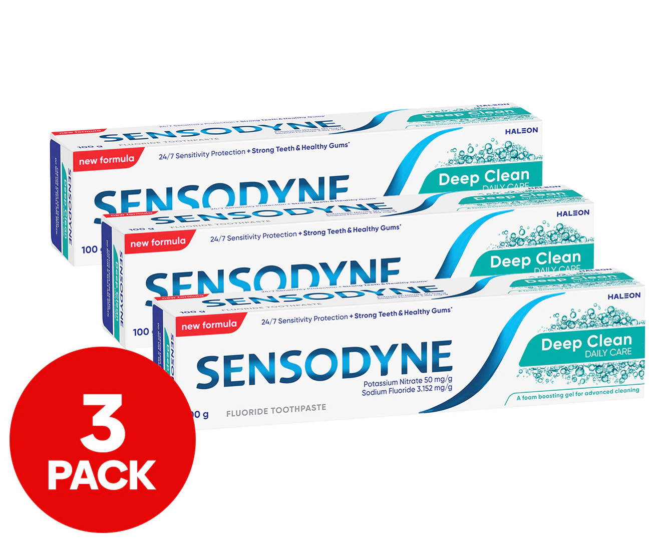 3 x Sensodyne Deep Clean Daily Care Toothpaste 100g