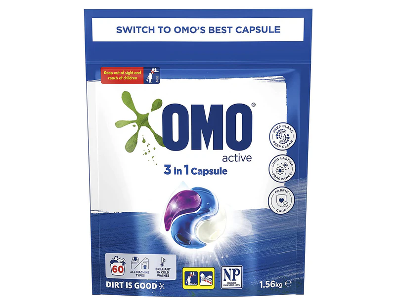 OMO Active 3-in-1 Laundry Capsules 60pk