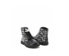 Metal Eyelet Rubber Sole Ankle Boots - Black