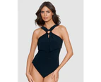 Magicsuit Square Cut Liza High Neck Shaping Swimsuit in Black, Navy - Black