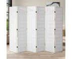 Oikiture 6 Panel Room Divider Privacy Screen Partition Timber Farbic White