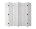 Oikiture 6 Panel Room Divider Privacy Screen Partition Timber Farbic White