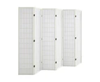 Oikiture 6 Panel Room Divider Privacy Screen Partition Timber Farbic White