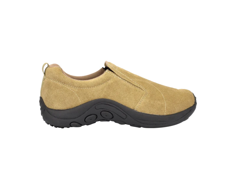 PDQ Womens Real Suede Ryno Slip-On Casual Trainers (Taupe) - DF139