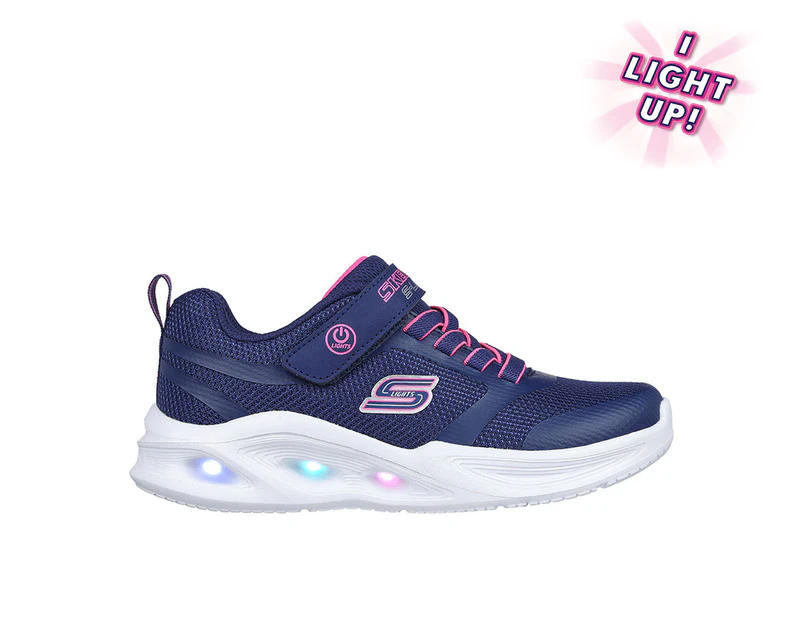 Skechers Girls' S-Lights Sola Glow Sneakers - Navy