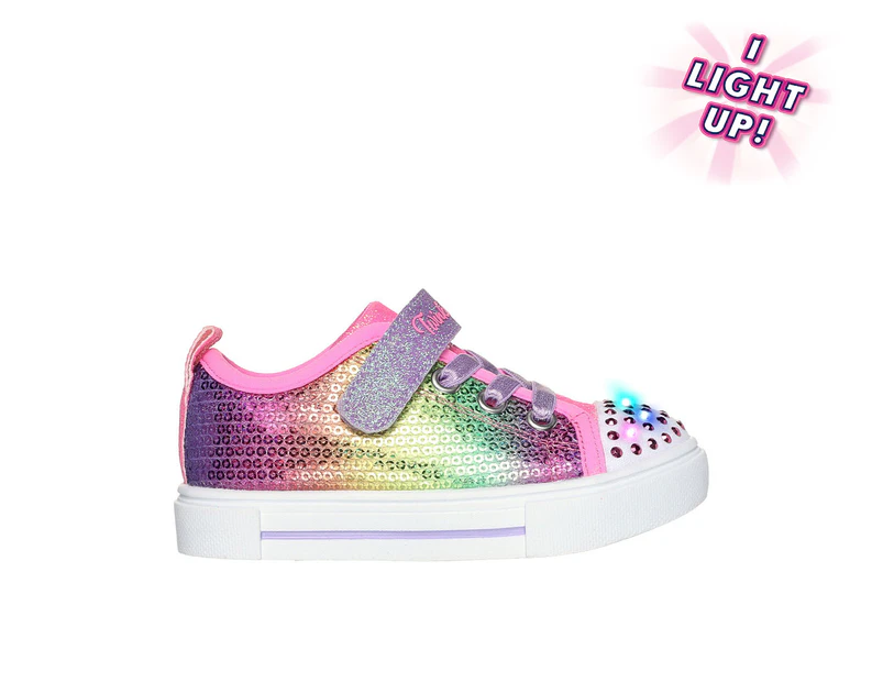 Skechers Toddler Girls' Twinkle Sparks Sequin Flash Light-Up Sneakers - Pink/Multi