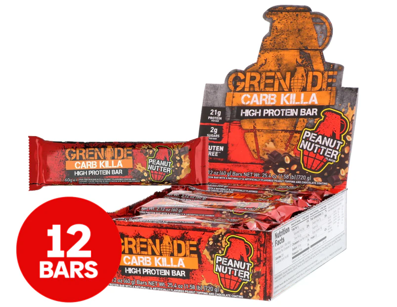 12 x Grenade Carb Killa High Protein Bars Peanut Nutter 60g
