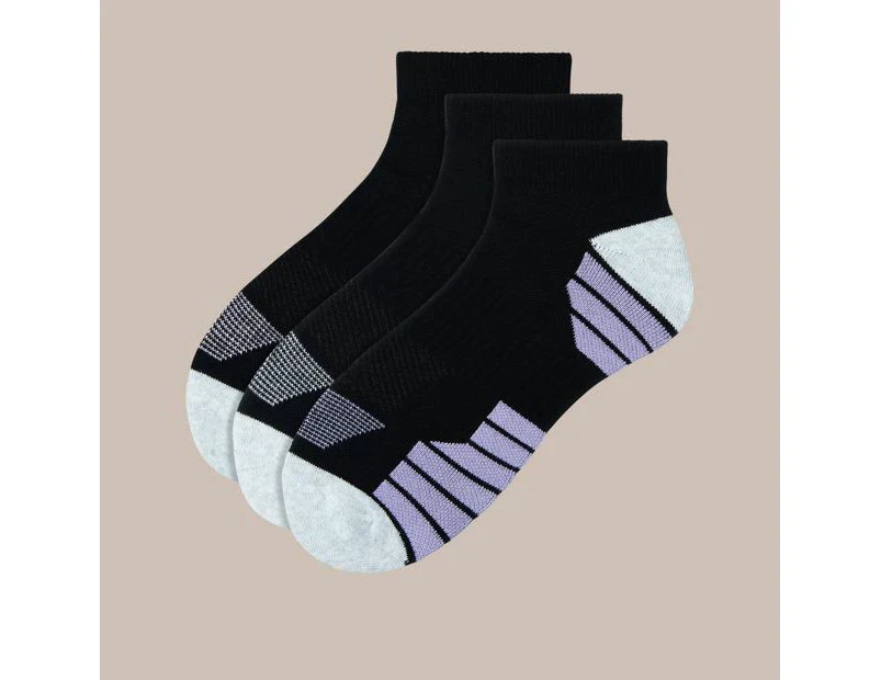Active 3 Pack Cushion Foot Trainer Socks - Underworks - Black
