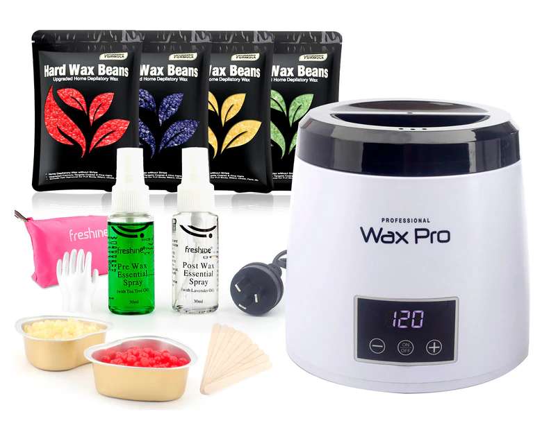 Pro Digital Wax Pot Heater Waxing Kit (Sydney Stock) 400g Hard Wax Beads Warmer Beans Skin Care Spray Depilatory Hair Removal