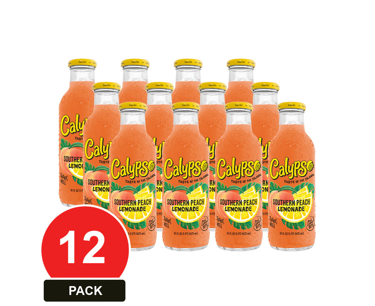 12 Pack, Calypso 473ml Southern Peach Lemonade