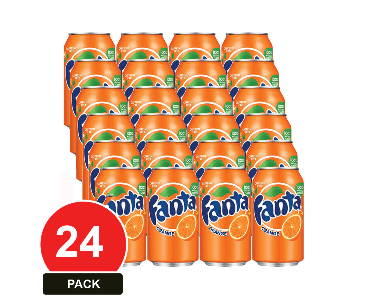 24 Pack, Coca Cola 375ml Fanta Orange Cans