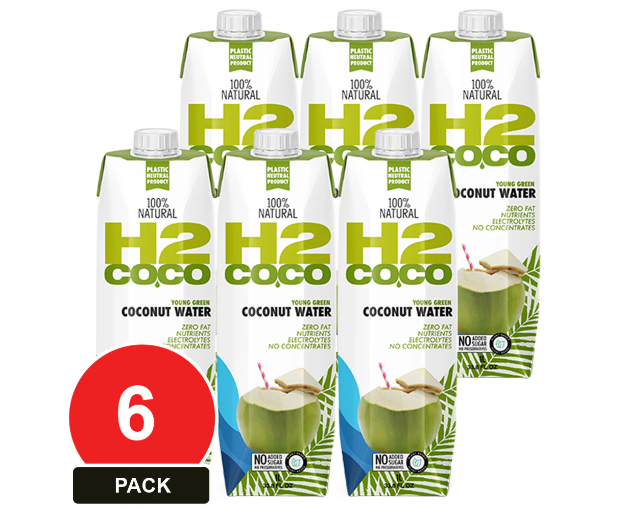 6 Pack, H2coco 1l Pure Coconut Water