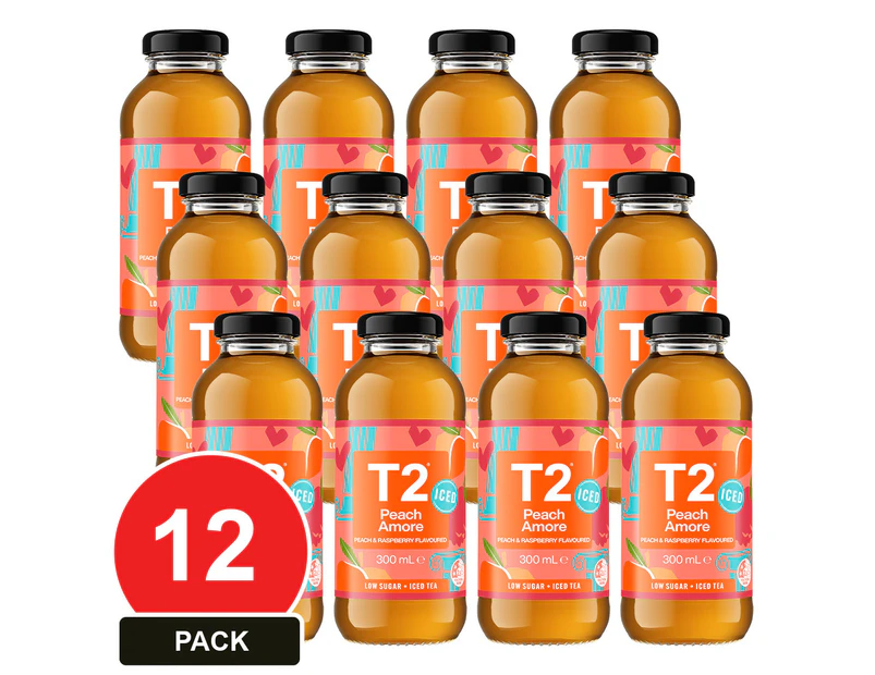 12 Pack, T2 Iced Tea Peach Amore 300ml Glass