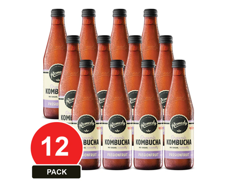 12 Pack, Remedy 330ml Kombucha Passionfruit