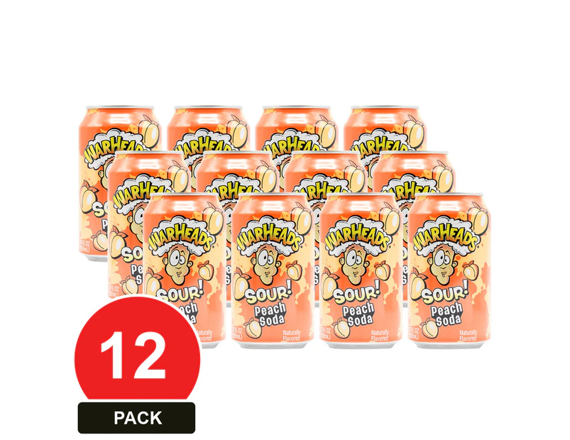 12 Pack, Warheads 355ml Peach Sour Soda