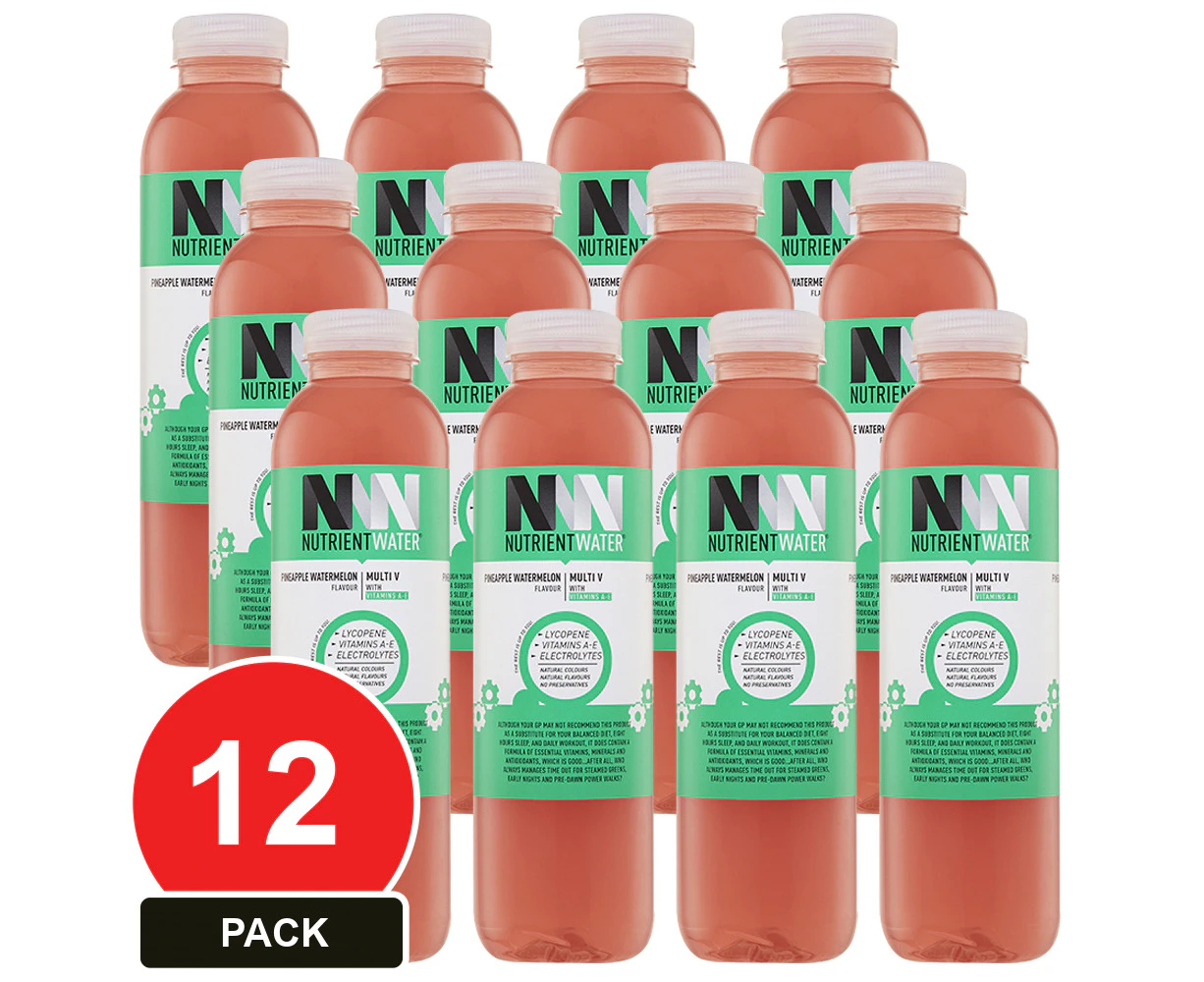 12 Pack, Nutrient Water 575ml Pineapple Watermelon (multi-v)