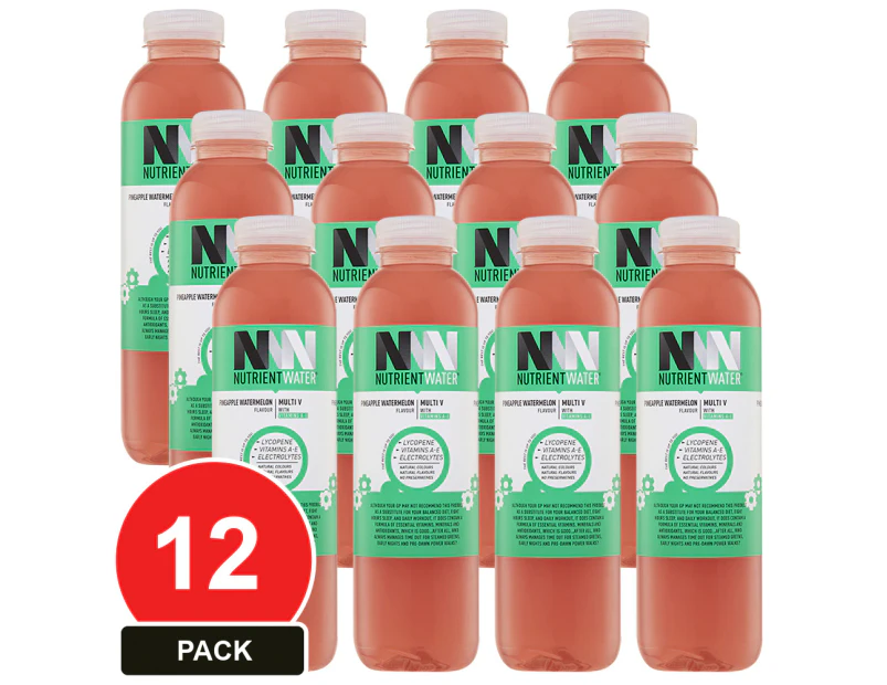 12 Pack, Nutrient Water 575ml Pineapple Watermelon (multi-v)