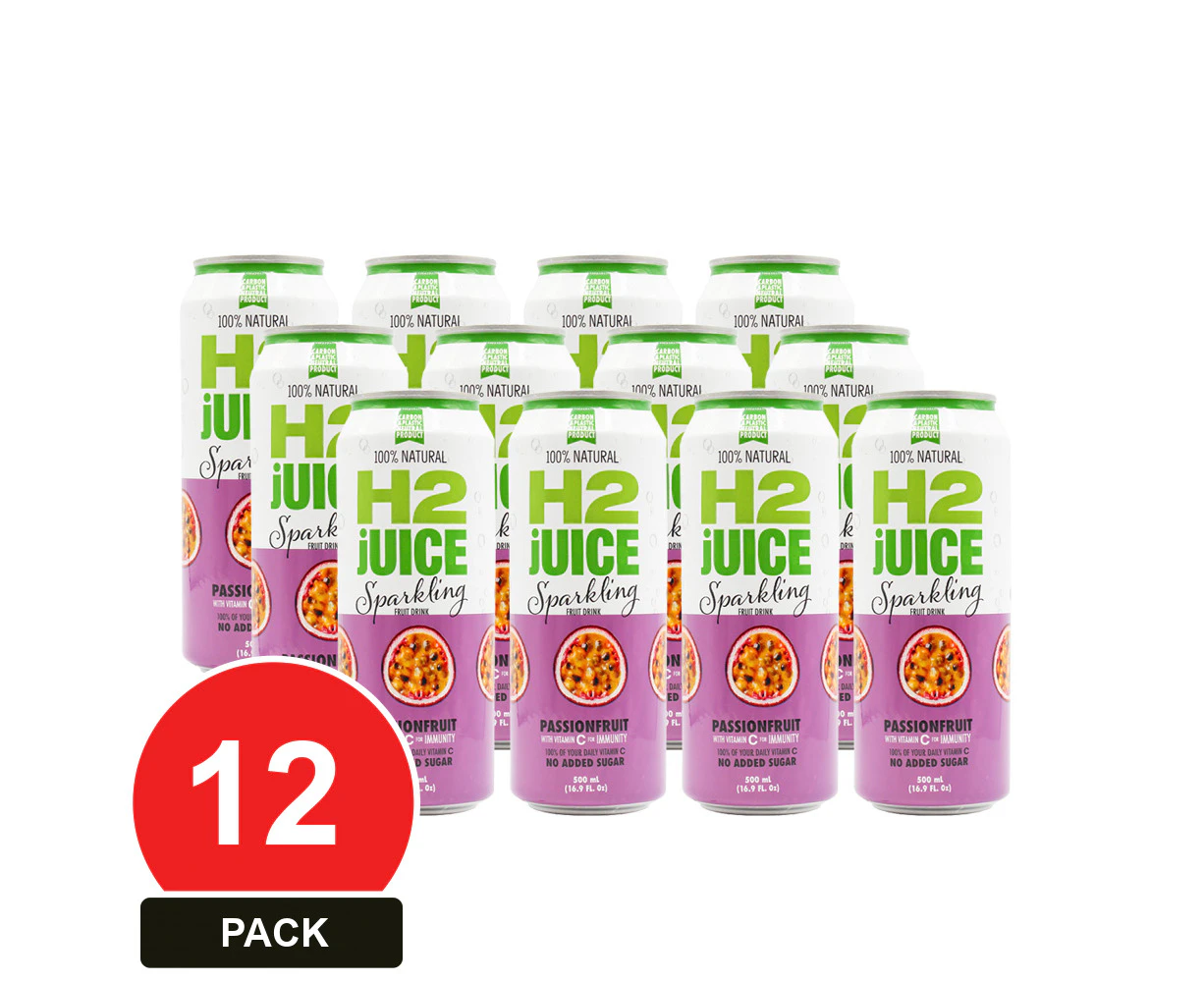 12 Pack, H2 Juice 500ml Sparkling Passionfruit