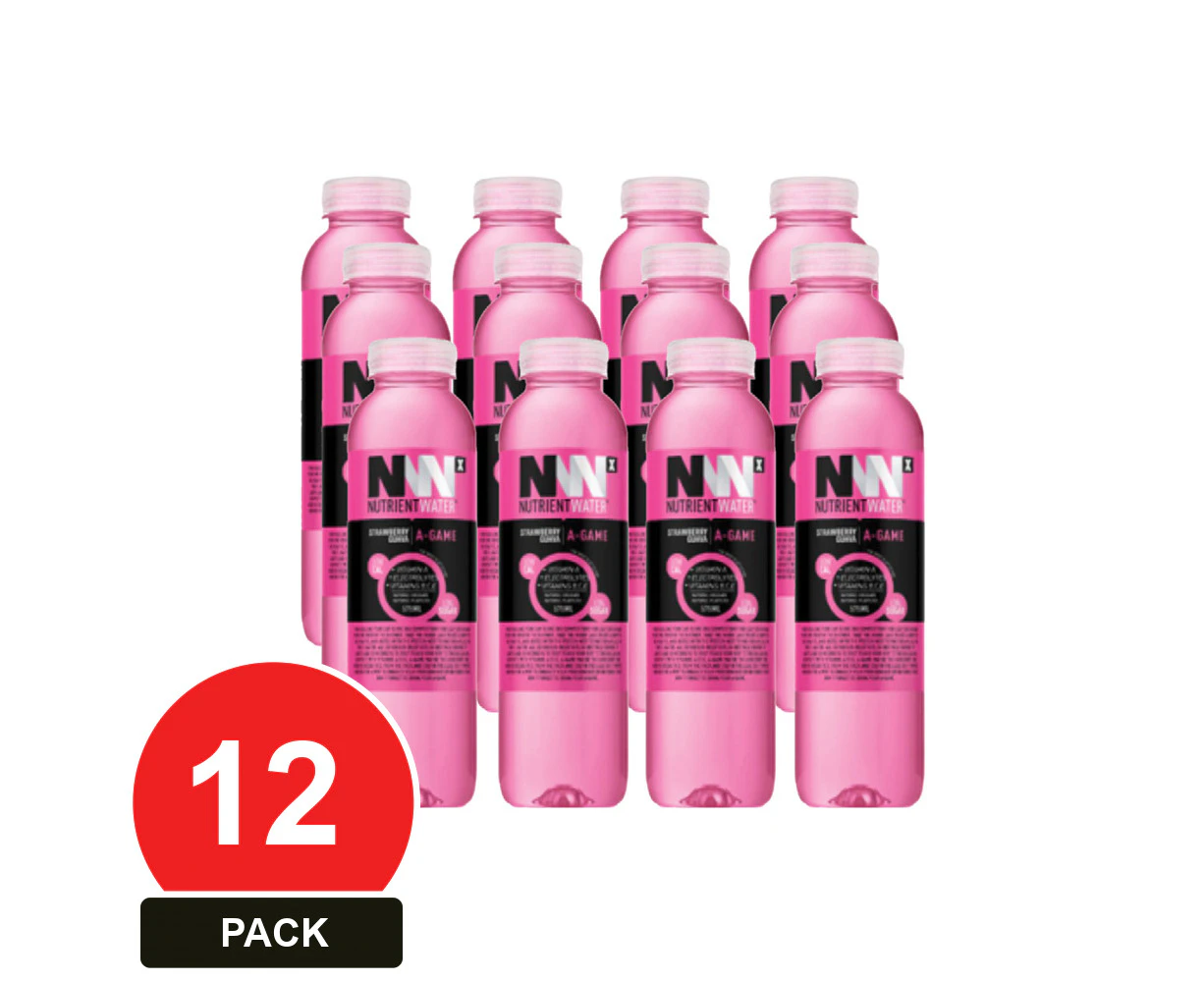 12 Pack, Nutrient Water 575ml Strawberry Guava (a-game) Low Sugar