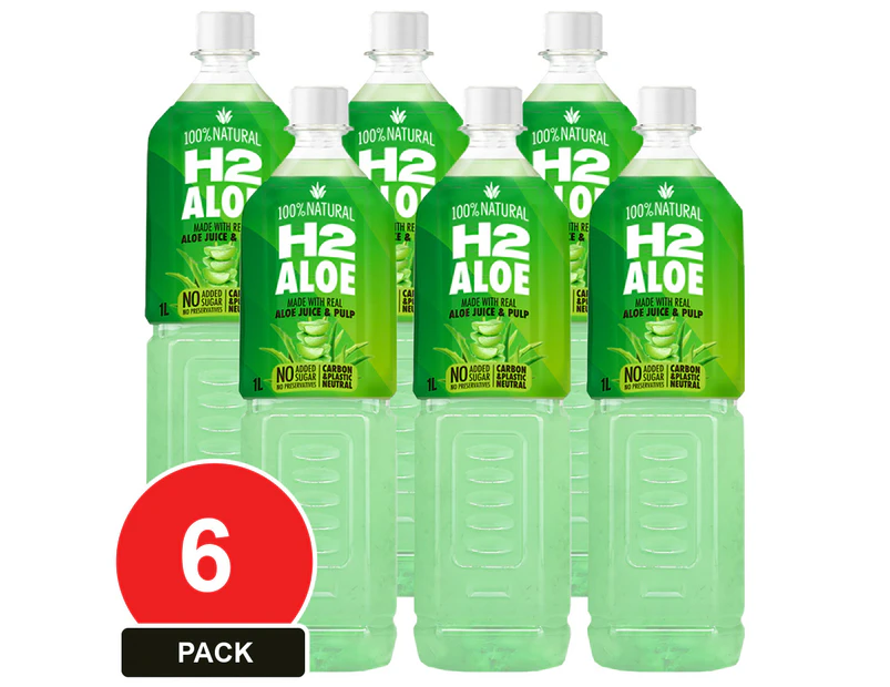 6 Pack, H2aloe Pure Aloe Vera Water 1l