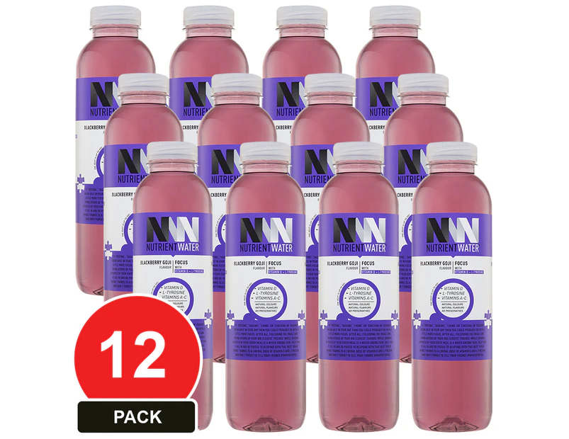 12 Pack, Nutrient Water 575ml Blackberry Goji (focus)