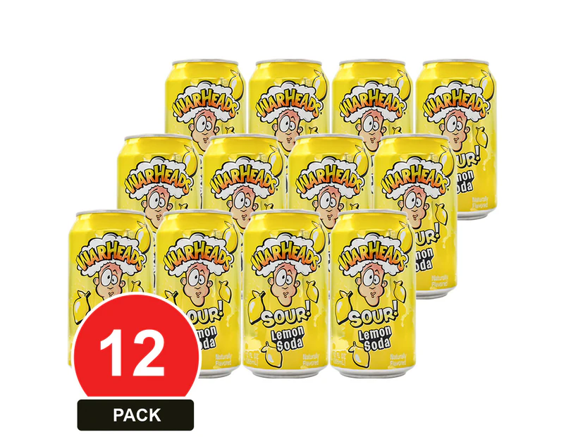 12 Pack, Warheads 355ml Lemon Sour Soda