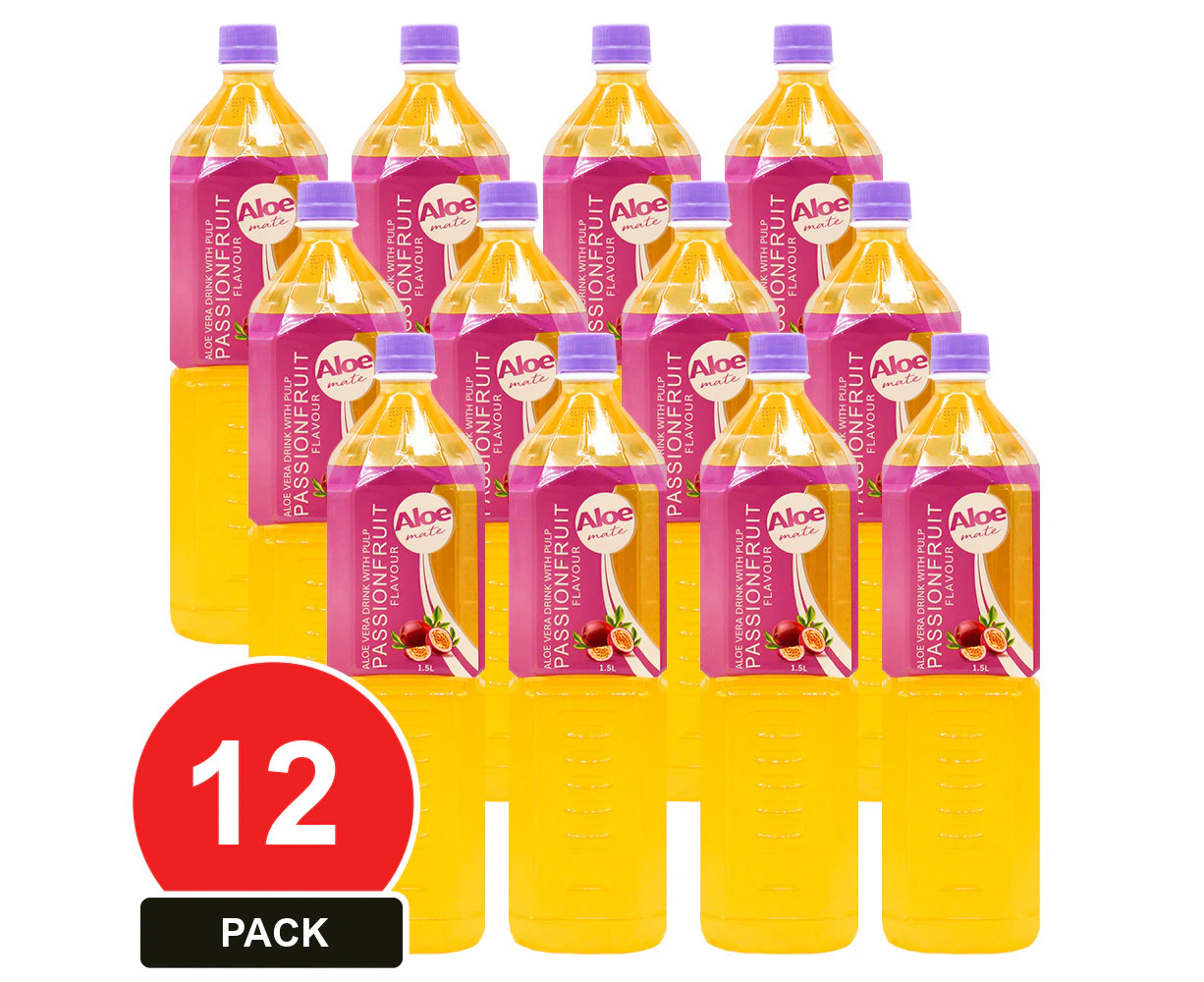 12 Pack, Aloe Mate Aloe Vera 1.5l Passion Fruit