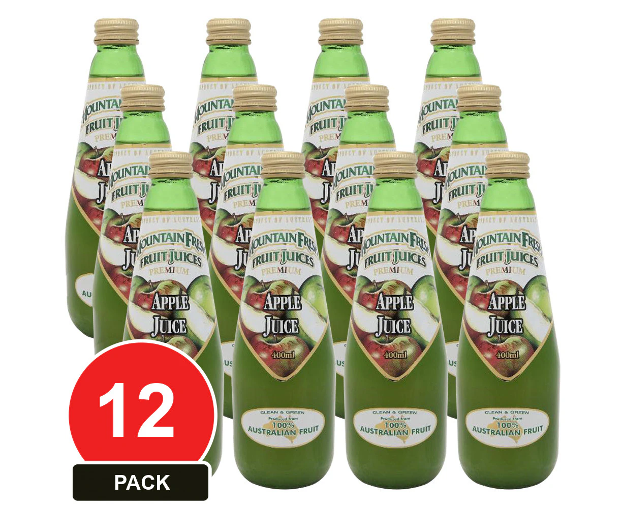 12 Pack, Mountain Fresh 400ml Apple Juice