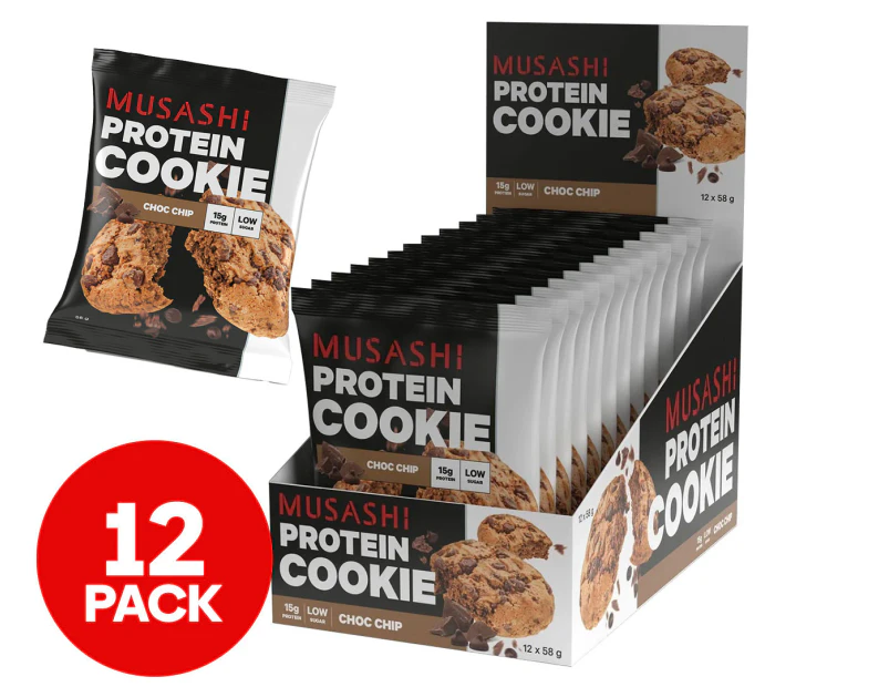12 x Musashi Protein Cookie Choc Chip 58g