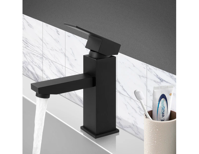 Bathroom Basin Mixer Tap Square Faucet Vanity Sink Laundry Brass WELS Black