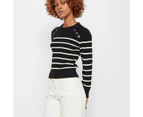 Petites Stripe Button Jumper - Dannii Minogue - Black